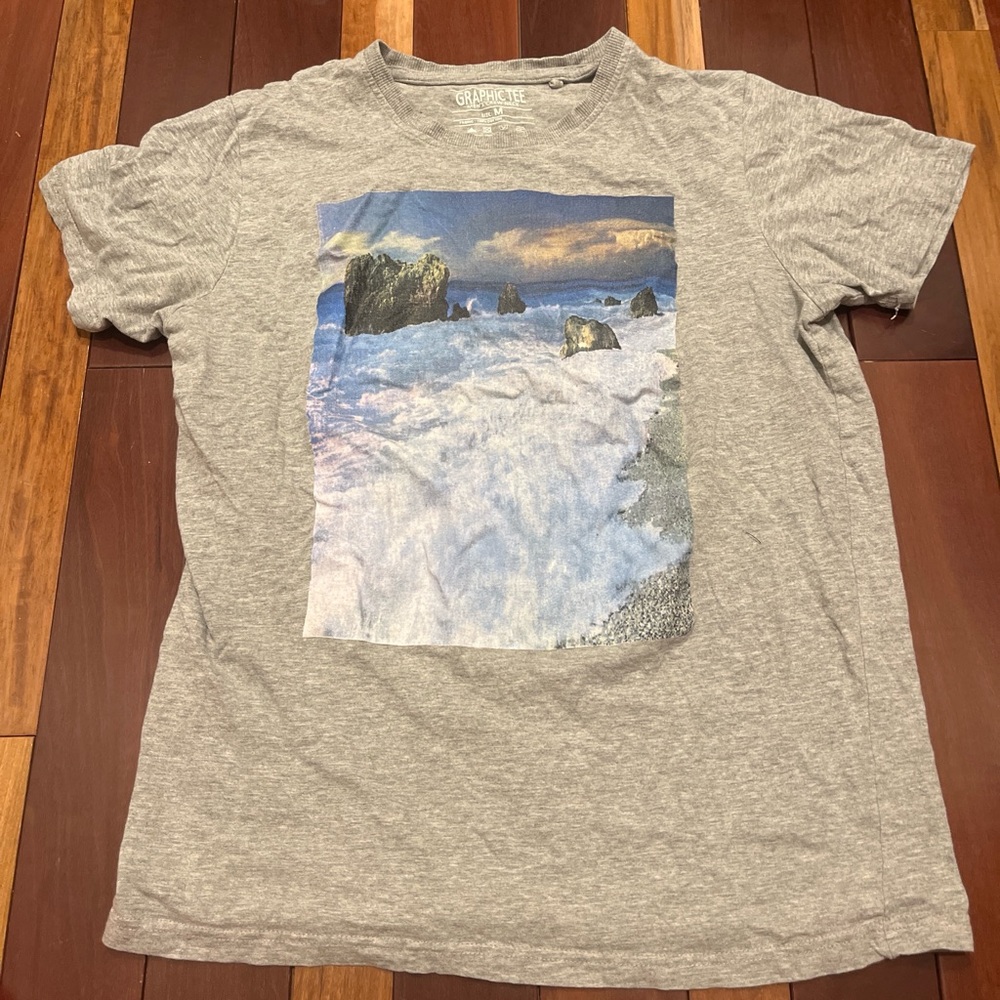 Graphic Tee - Gray Scenic Print Men’s T-Shirt